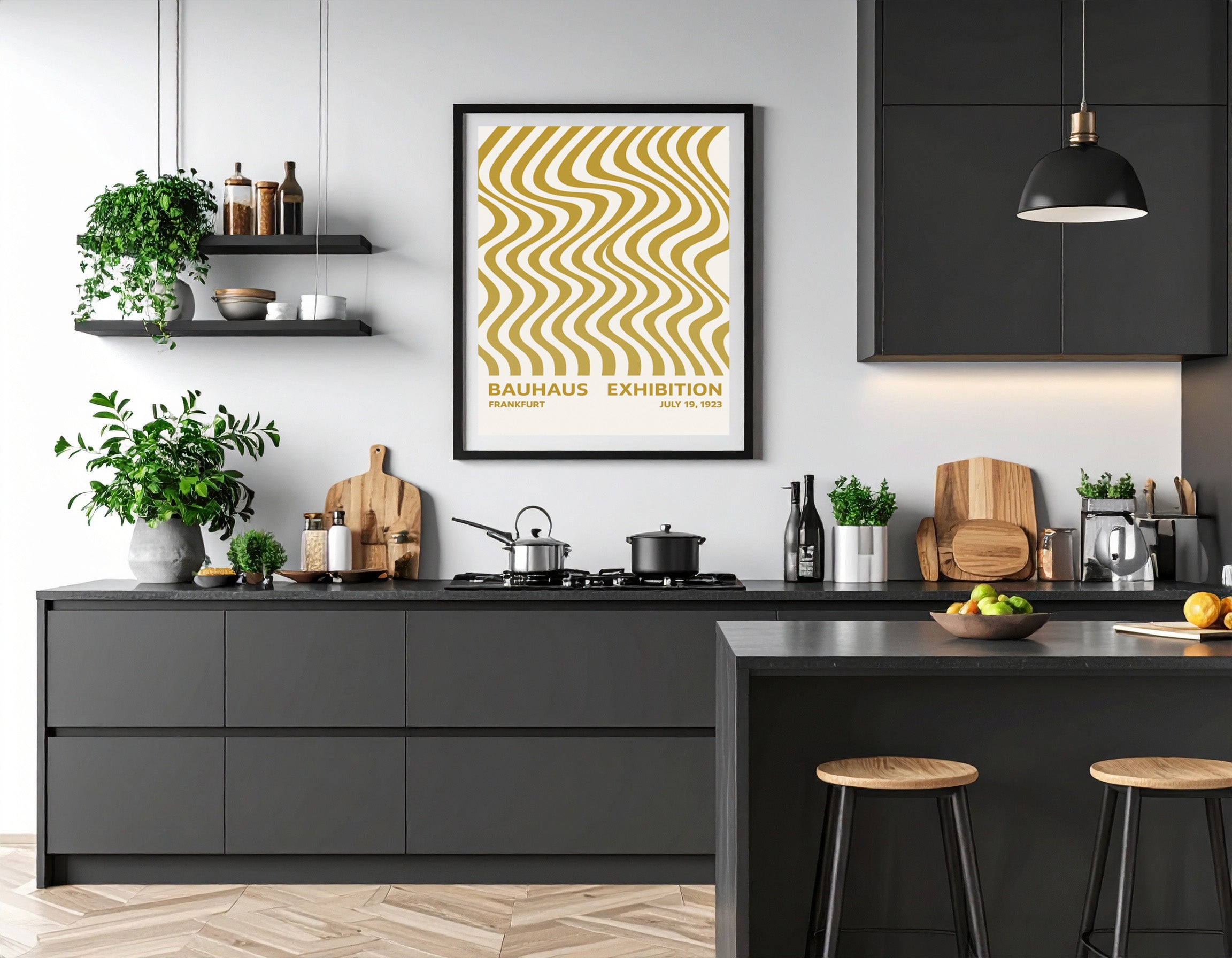 Bauhaus inspired - Gold wave - Art Print