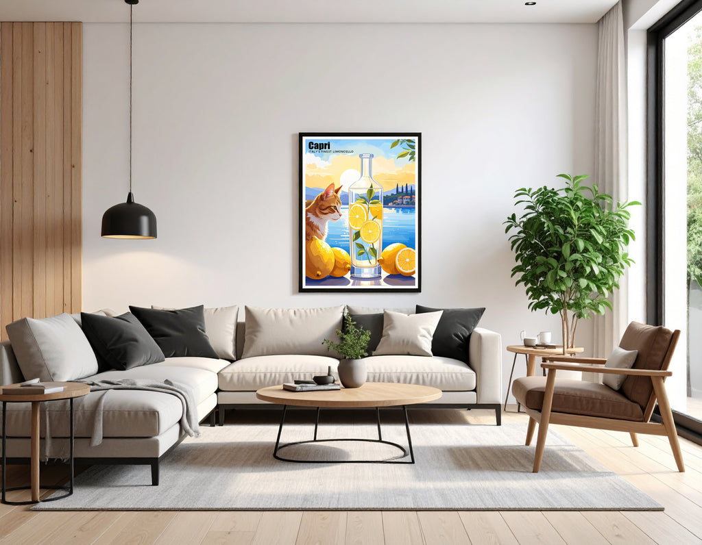 Capri cat Limoncello - Art print