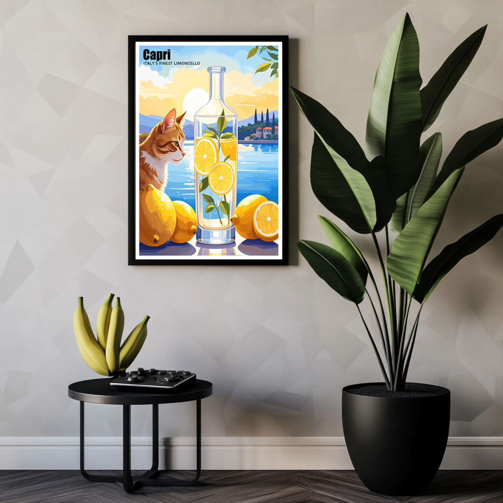 Capri cat Limoncello - Art print