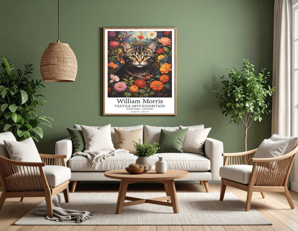 William Morris tribute - A garden tabby cat - Art print